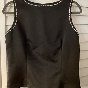 Allen B. By Allen Schwartz Black Sleeveless Silver Beaded Top size Large